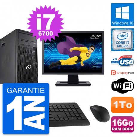 PC Tour Fujitsu P557 Ecran 22" Intel i7-6700 RAM 16Go Disque 1To Windows 10 Wifi