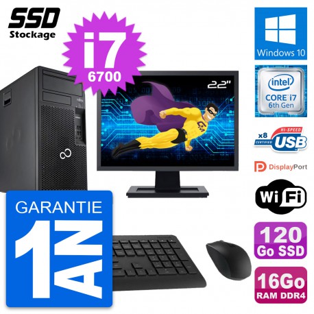 PC Tour Fujitsu P557 Ecran 22" Intel i7-6700 RAM 16Go SSD 120Go Windows 10 Wifi