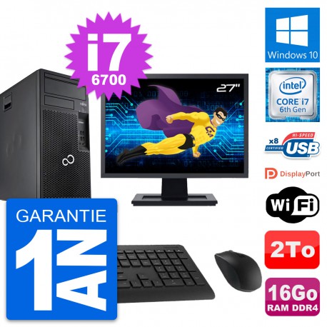 PC Tour Fujitsu P557 Ecran 27" i7-6700 RAM 16Go Disque Dur 2To Windows 10 Wifi