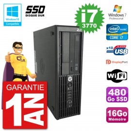PC HP WorkStation Z220 SFF Core i7-3770 RAM 16Go SSD 480Go Graveur DVD Wifi W7