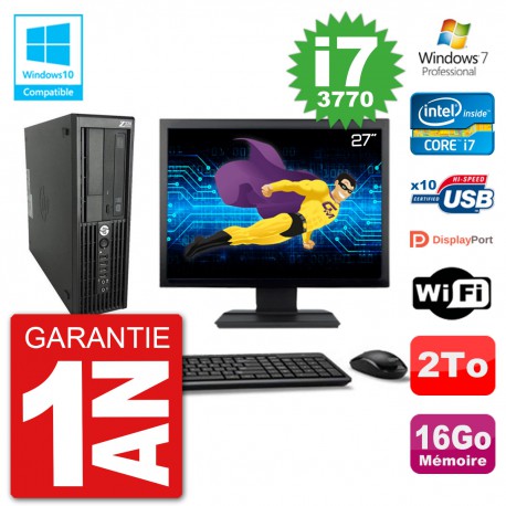 PC HP Z220 SFF Ecran 27" Core i7-3770 RAM 16Go Disque 2To Graveur DVD Wifi W7