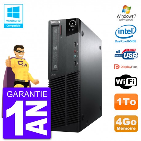 PC Lenovo ThinkCentre M82 SFF G640 RAM 4Go Disque Dur 1To Graveur DVD Wifi W7