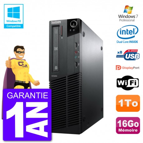 PC Lenovo ThinkCentre M82 SFF G640 RAM 16Go Disque Dur 1To Graveur DVD Wifi W7