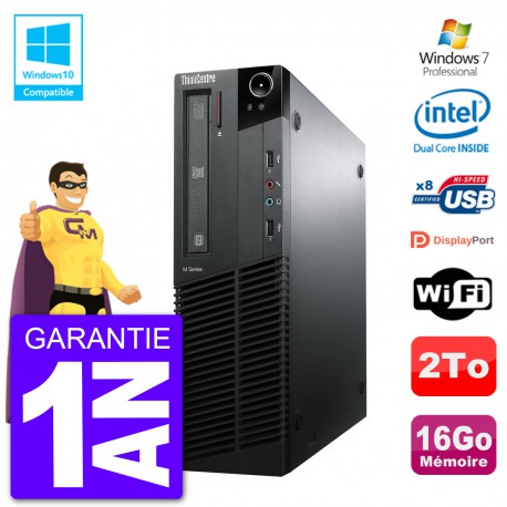 PC Lenovo ThinkCentre M82 SFF G640 RAM 16Go Disque Dur 2To Graveur DVD Wifi W7