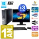 PC Dell 9020 SFF Ecran 19" Intel i3-4130 RAM 4Go SSD 240Go Graveur DVD Wifi W7