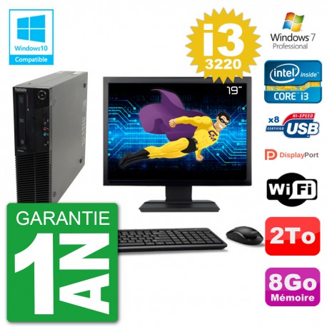 PC Lenovo M82 SFF Ecran 19" i3-3220 RAM 8Go Disque 2To Graveur DVD Wifi W7