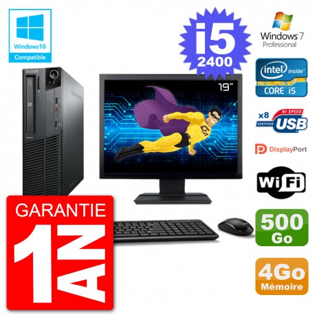 PC Lenovo M82 SFF Ecran 19" i5-2400 RAM 4Go Disque 500Go Graveur DVD Wifi W7