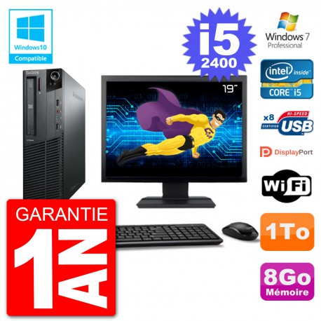 PC Lenovo M82 SFF Ecran 19" i5-2400 RAM 8Go Disque 1To Graveur DVD Wifi W7