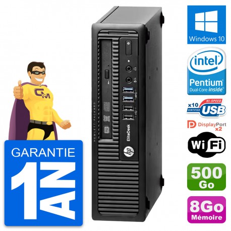 Mini PC HP EliteDesk 800 G1 USDT G3220 RAM 8Go Disque Dur 500Go Windows 10 Wifi