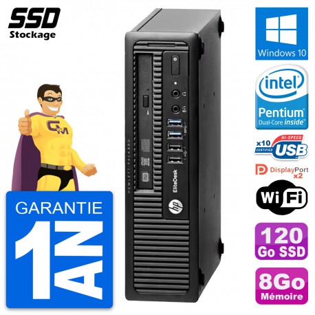 Mini PC HP EliteDesk 800 G1 USDT Intel G3220 RAM 8Go SSD 120Go Windows 10 Wifi