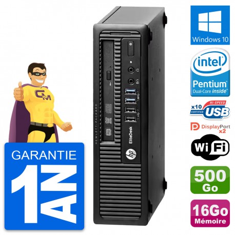Mini PC HP EliteDesk 800 G1 USDT G3220 RAM 16Go Disque Dur 500Go Windows 10 Wifi