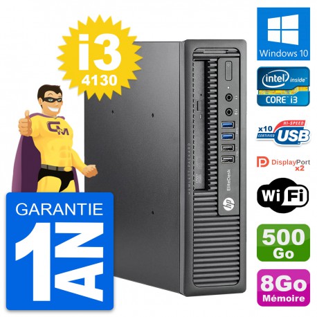 Mini PC HP EliteDesk 800 G1 USDT i3-4130 RAM 8Go Disque 500Go Windows 10 Wifi