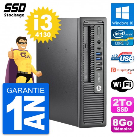 Mini PC HP EliteDesk 800 G1 USDT Intel i3-4130 RAM 8Go SSD 2To Windows 10 Wifi