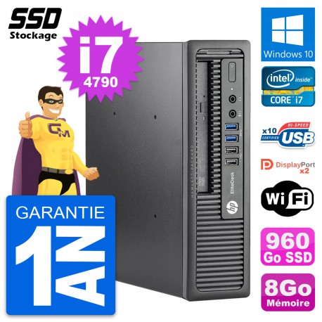 Mini PC HP EliteDesk 800 G1 USDT Intel i7-4790 RAM 8Go SSD 960Go Windows 10 Wifi