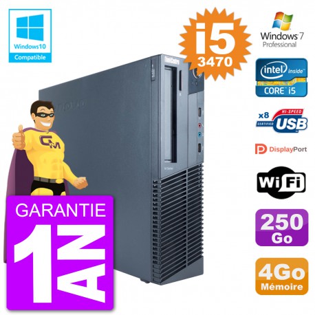 PC Lenovo ThinkCentre M82 SFF i5-3470 RAM 4Go Disque 250Go Graveur DVD Wifi W7