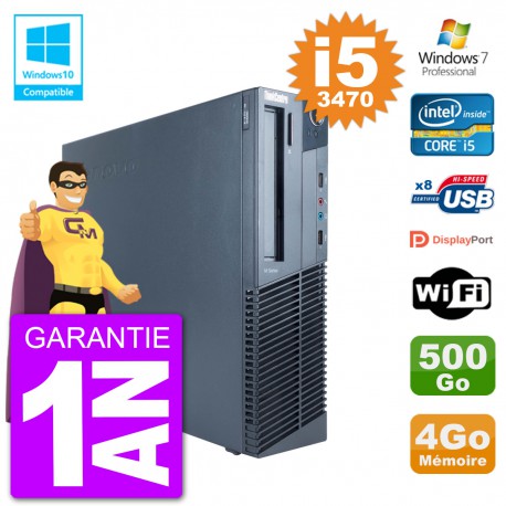 PC Lenovo ThinkCentre M82 SFF i5-3470 RAM 4Go Disque 500Go Graveur DVD Wifi W7