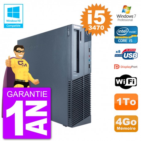 PC Lenovo ThinkCentre M82 SFF i5-3470 RAM 4Go Disque Dur 1To Graveur DVD Wifi W7