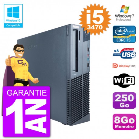 PC Lenovo ThinkCentre M82 SFF i5-3470 RAM 8Go Disque 250Go Graveur DVD Wifi W7