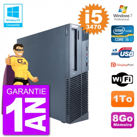 PC Lenovo ThinkCentre M82 SFF i5-3470 RAM 8Go Disque Dur 1To Graveur DVD Wifi W7