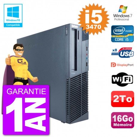 PC Lenovo ThinkCentre M82 SFF i5-3470 RAM 16Go Disque 2To Graveur DVD Wifi W7