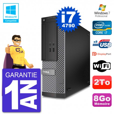 PC Dell 3020 SFF Intel i7-4790 RAM 8Go Disque 2To Graveur DVD Wifi W7