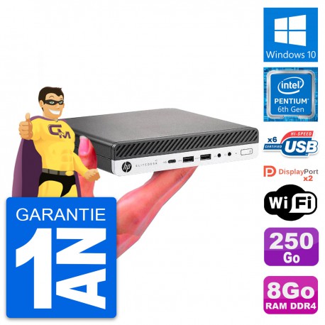 Ultra Mini PC HP 800 G3 DM Pentium G4400T RAM 8Go Disque 250Go Windows 10 Wifi