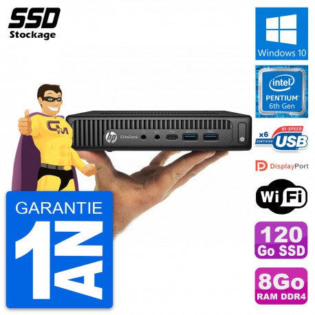 Ultra Mini PC HP 800 G2 DM Pentium G4400T RAM 8Go SSD 120Go Windows 10 Wifi