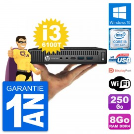 Ultra Mini PC HP 800 G2 DM Intel i3-6100T RAM 8Go Disque 250Go Windows 10 Wifi