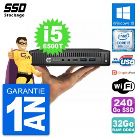Ultra Mini PC HP 800 G2 DM Core i5-6500T RAM 32Go SSD 240Go Windows 10 Wifi