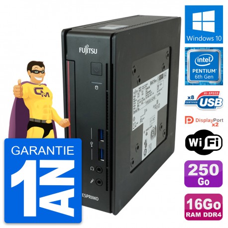 Mini PC Fujitsu Q956 Intel Pentium G4400T RAM 16Go Disque 250Go Windows 10 Wifi