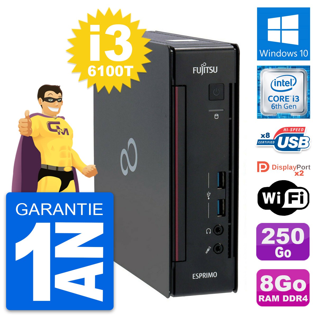 Fujitsu Esprimo Core i3-6100 0 Windows 500GB i3-6100T 4GB Intel