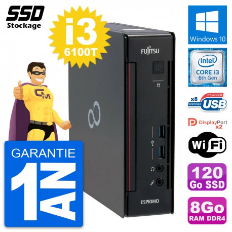 Mini PC Fujitsu Esprimo Q956 Intel i3-6100T RAM 8Go SSD 120Go Windows 10 Wifi