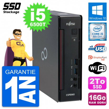Mini PC Fujitsu Esprimo Q956 Intel i5-6500T RAM 16Go SSD 2To Windows 10 Wifi