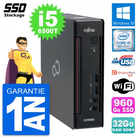 Mini PC Fujitsu Esprimo Q956 Intel i5-6500T RAM 32Go SSD 960Go Windows 10 Wifi