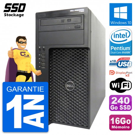 PC Tour Dell Precision T1650 MT Pentium G2020 RAM 16Go SSD 240Go Windows 10 Wifi