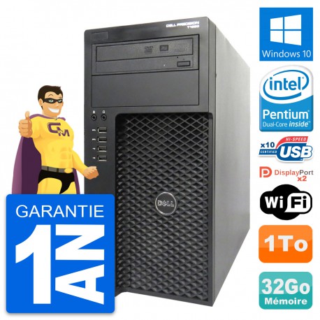 PC Tour Dell Precision T1650 MT Intel G2020 RAM 32Go Disque 1To Windows 10 Wifi