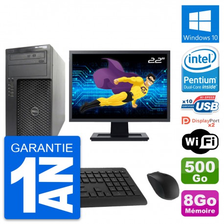 PC Tour Dell T1650 MT Ecran 22" Intel G2020 RAM 8Go Disque 500Go Windows 10 Wifi