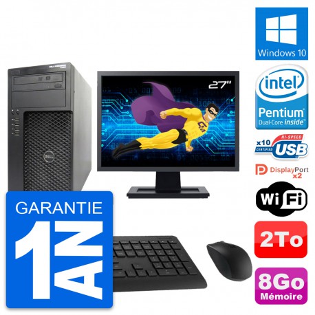 PC Tour Dell T1650 MT Ecran 27" Intel G2020 RAM 8Go Disque 2To Windows 10 Wifi