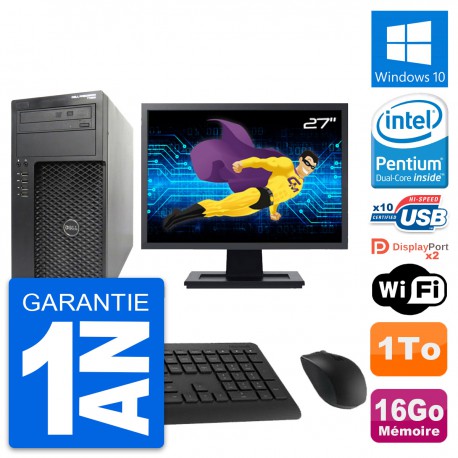 PC Tour Dell T1650 Ecran 27" Intel G2020 RAM 16Go Disque 1To Windows 10 Wifi