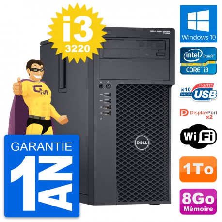 PC Tour Dell Precision T1650 MT Intel i3-3220 RAM 8Go Disque 1To Windows 10 Wifi
