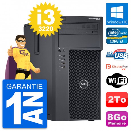 PC Tour Dell Precision T1650 MT Intel i3-3220 RAM 8Go Disque 2To Windows 10 Wifi