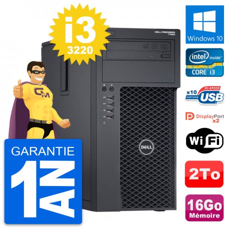 PC Tour Dell Precision T1650 Intel i3-3220 RAM 16Go Disque 2To Windows 10 Wifi