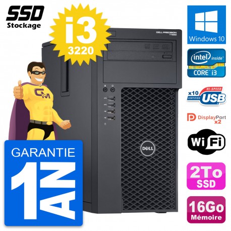PC Tour Dell Precision T1650 Intel Core i3-3220 RAM 16Go SSD 2To Windows 10 Wifi