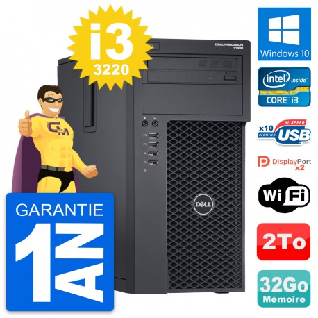 PC Tour Dell Precision T1650 MT Core i3-3220 RAM 32Go Disque 2To Windows 10 Wifi