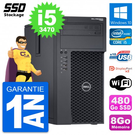 PC Tour Dell Precision T1650 MT Intel i5-3470 RAM 8Go SSD 480Go Windows 10 Wifi