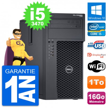 PC Tour Dell Precision T1650 Intel i5-3470 RAM 16Go Disque 1To Windows 10 Wifi