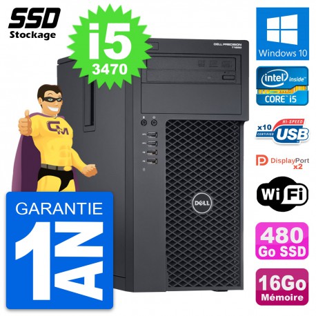 PC Tour Dell Precision T1650 MT Intel i5-3470 RAM 16Go SSD 480Go Windows 10 Wifi