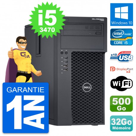 PC Tour Dell Precision T1650 Intel i5-3470 RAM 32Go Disque 500Go Windows 10 Wifi