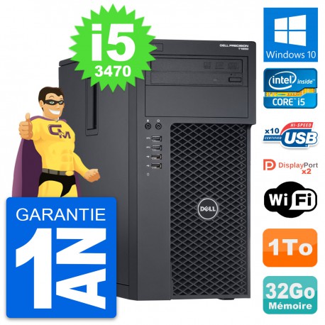 PC Tour Dell Precision T1650 MT Core i5-3470 RAM 32Go Disque 1To Windows 10 Wifi