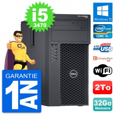 PC Tour Dell Precision T1650 MT Core i5-3470 RAM 32Go Disque 2To Windows 10 Wifi